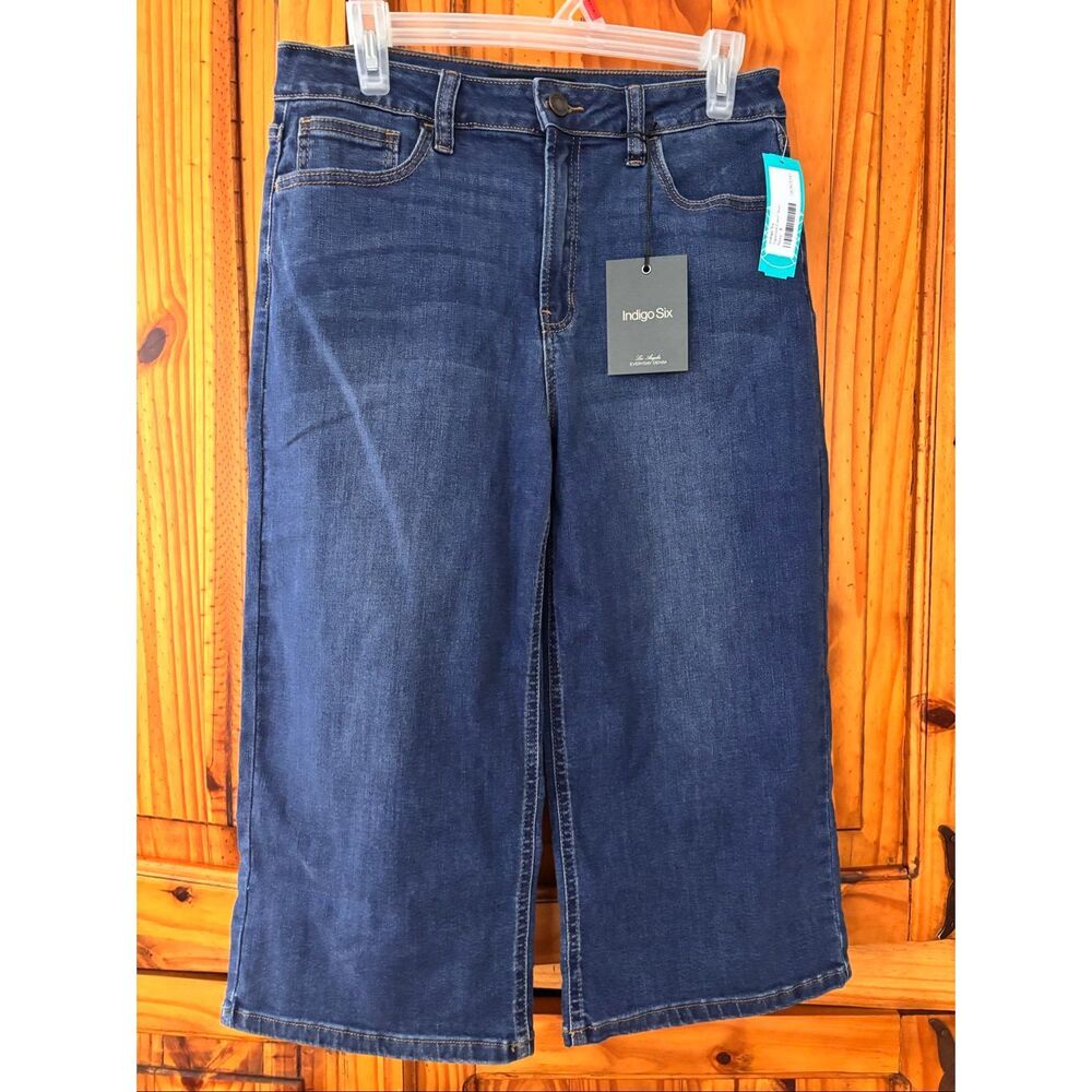 NWT Indigo Six Wide Leg Denim Capri